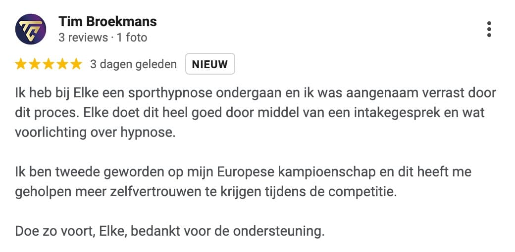 Review van Tim Broekmans over hypnotherapie